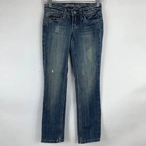 Refuge Jeans Women's Size 0 Cropped Low Rise Medium Wash Stretch Distressed - Picture 1 of 8
