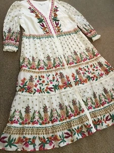 NWOT CHICOS SZ 4 (20) Beaded Tiered Full Maxi White Floral Pineapples 9-A464-12 - Picture 1 of 12