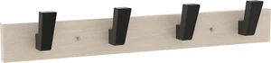 Geometric Post Wall Mounted Coat Rack 16 In White Oak 4 Matte Black Hooks - Picture 1 of 12