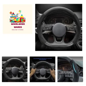 Car Suede Carbon Fiber Steering Wheel Cover Car Non-Slip Leather Car Interior... - Picture 1 of 7