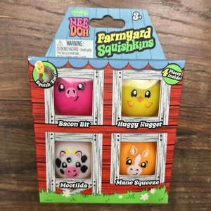Nee Doh Farmyard Squishkins Animals Pig, Cow, Chicken, Horse NeeDoh 4 Pieces NEW - Picture 1 of 10
