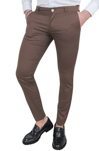 PANTALONI UOMO C. BATTISTINI MARRONE CASUAL ELEGANTI SLIM FIT ESTIVO IN COTONE - Foto 1 di 3