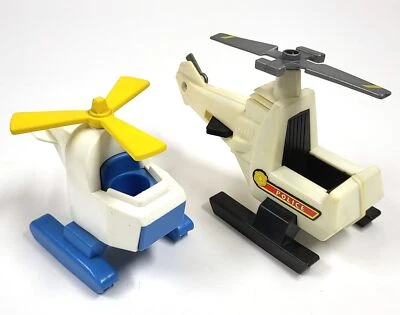Vintage Fisher Price Hubschrauber 1978 Und 1981 Polizei Little People AX269 - Bild 1 von 3
