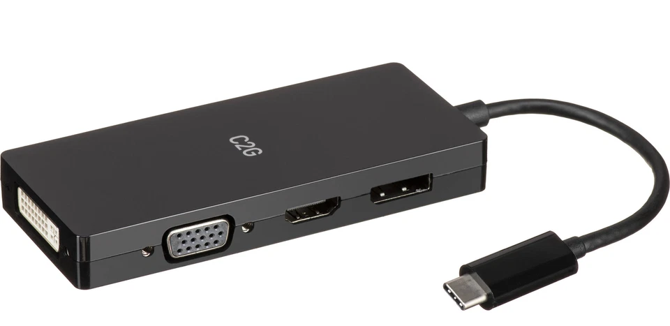 C2G USB Typ C 4 in 1 Multi Port HDMI DisplayPort DVI & VGA Videoadapter - Bild 1 von 1