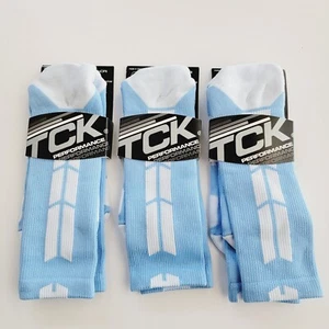 Lot 3 TCK Performance Socks Blue/White Size Medium Nylon Blend - Picture 1 of 4