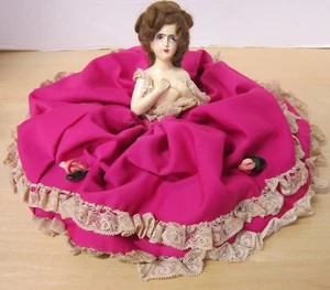 Antik 6" Compo Risk Style Halbpuppe in hübschem rosa & Spitzenrock - Bild 1 von 7