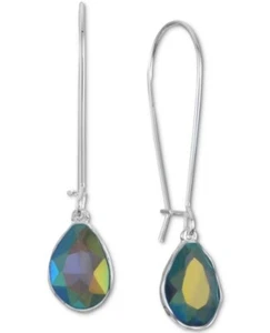 Teardrop Stone Iridescent Dangle Drop Earrings 2 inches - Picture 1 of 2
