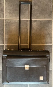 Leather Lockable Monolith Suitcase Travel Trolley for Mobile Printer and Laptop - Picture 1 of 16
