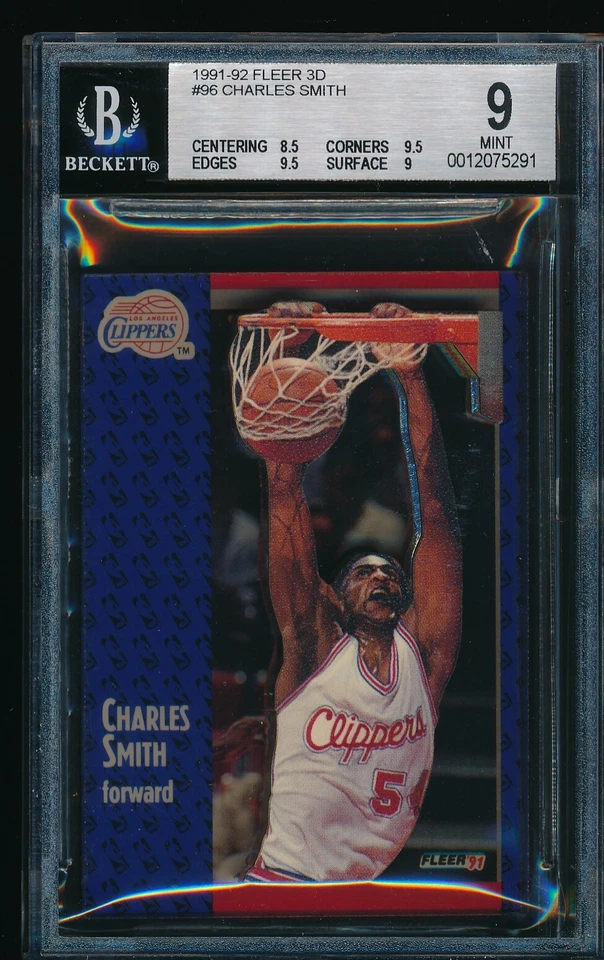 BGS 9 с 9,5 ЧАРЛЬЗ СМИТ 1991-92 Fleer 3D акриловая обертка выкуп РЕДКАЯ КАК НОВАЯ - Изображение 1 из 1