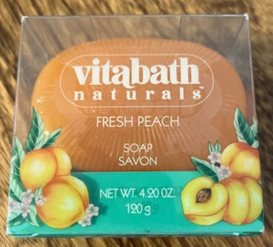 New Vintage Vitabath Naturals Bar Soap Fresh Peach 4.2 oz Discontinued NOS - Picture 1 of 2