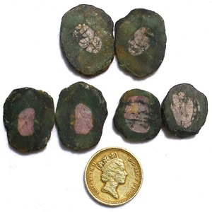 6 PC Natural Watermelon Ruby Matching Pair 19mm-28mm Rough Slice Loose Gemstones - Picture 1 of 14