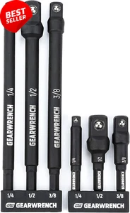 6Pc 1/4" Hex Shank Impact Socket Extensions, 1/4"-1/2" Drive, 2.5" & 6" Long - Picture 1 of 12