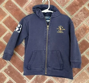 Polo Ralph Lauren Hoodie Youth Toddler 3T Blue RLPC Est 1967 VTG Full Zip - Picture 1 of 9