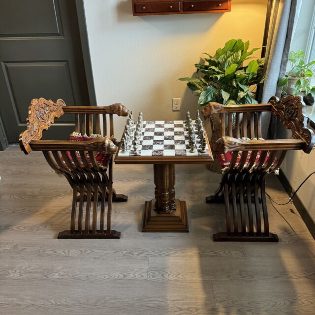 Brown & White Marble Chess Set - Samson Historical