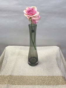 Elegant Xinda Bud Vase, Smoky Gray, 8.5" Tall, 2.25" Base, 1.25" Opening, 9.1 Oz - Picture 1 of 11