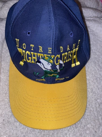 NOTRE DAME FIGHTING IRISH Hat Cap VINTAGE Snapback Sewn Logo MASCOT LETTERS NCAA Cover