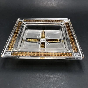 Antq 1890’s EAPG Dalzell Klondike BUTTER DISH Plate AMBERETTE 7” Sq. READ! - Picture 1 of 8