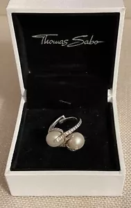 Thomas Sabo Double Freshwater Pearl silver and Zirconia Ring RRP £169 - Picture 1 of 16
