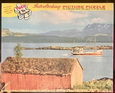 Quebra-cabeça de imagem intertravada vintage Tuco-5980-E paisagem norueguesa-Upson placa de madeira - Imagem 1 de 3