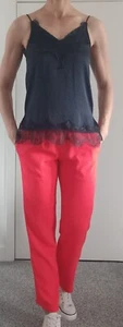 Topshop Cami Lace Vest Spaghetti Straps Tshirt Navy Size 6 - Picture 1 of 4