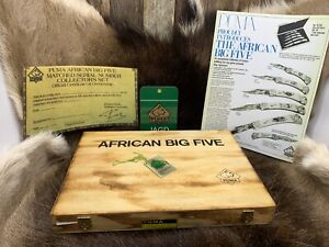 PUMA 1980 "BIG AFRICAN FIVE" Knife Set Only 160 Sets Mint In Pres Wood Box SN#38