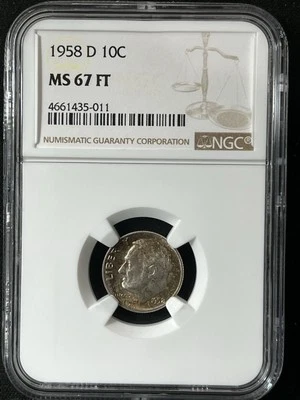 1958-D 10C FT Roosevelt Dime NGC  MS67FT  4661435-011 - Image 1 of 2