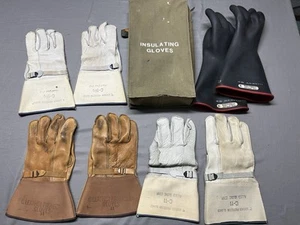 Lot of 4 Vintage Gloves Insulating Leather Protector Allied & White Rubber 1984 - Picture 1 of 12