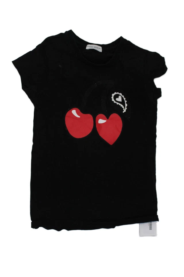 Sonia Rykiel Girls Cotton Heart Design Short Sleeve Graphic T-shirt Black Size M - Image 1 of 4