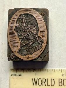 Vintage Letterpress Printing Block George Washington Copper on Wood - Picture 1 of 3