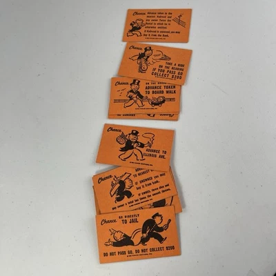 Винтажные карты шансов Монополия запасные части все 16. Бесплатная доставка! - Изображение 1 из 2