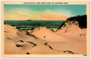 Asheville Linen Postcard '40s Coastal Steamship Dunes D252 - Picture 1 of 2