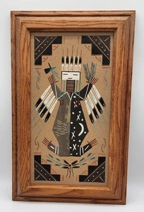 Navajo Sand Art Painting Mother Earth Wood Frame 10 X 16 - Picture 1 of 2