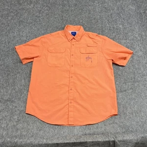 Guy Harvey Shirt Mens Large Orange Short Sleeve Fishing Outdoor Performance - Picture 1 of 11