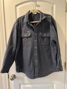 VTG Carhartt Rugged Outdoor Wear Blue Double Pocket Flannel Work Men’s Shirt XL - Picture 1 of 4