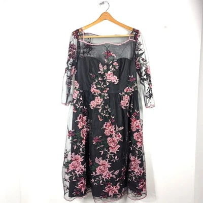 Chi Chi London Maternity Dress Women's Size 10 Embroidered Sheer - Image 1 of 4