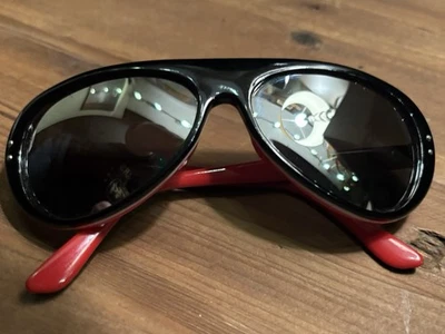 VTG Crown Aviator Sunglasses Made In Japan Black & Red Frames Mirrored Lenses - Image 1 of 4