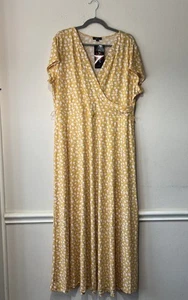 Cocomo Yellow Floral Faux Wrap Long Maxi Dress Women’s Plus 2X New/Flaw - Picture 1 of 14