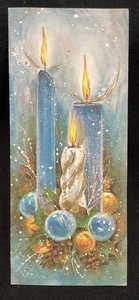 Vintage Mid Century Modern Christmas Greeting Card Candles, pinecone ￼Antique MC - Picture 1 of 5