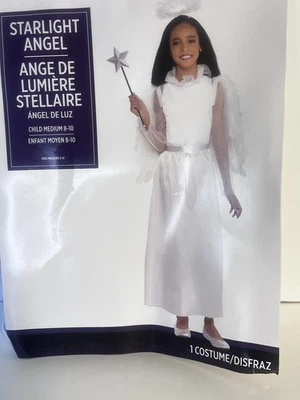 Starlight Angel Girl White Dress Up Halloween Child Costume Size Medium 8-10 - Image 1 of 4