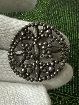 Antique French CUT STEEL Victorian High Profile Design Belt Buckle - Image 1 of 4