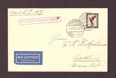 Graf Zeppelin Beleg - Friedrichshafen / Bodensee nach Cottbus über Breslau 1929 - Bild 1 von 2