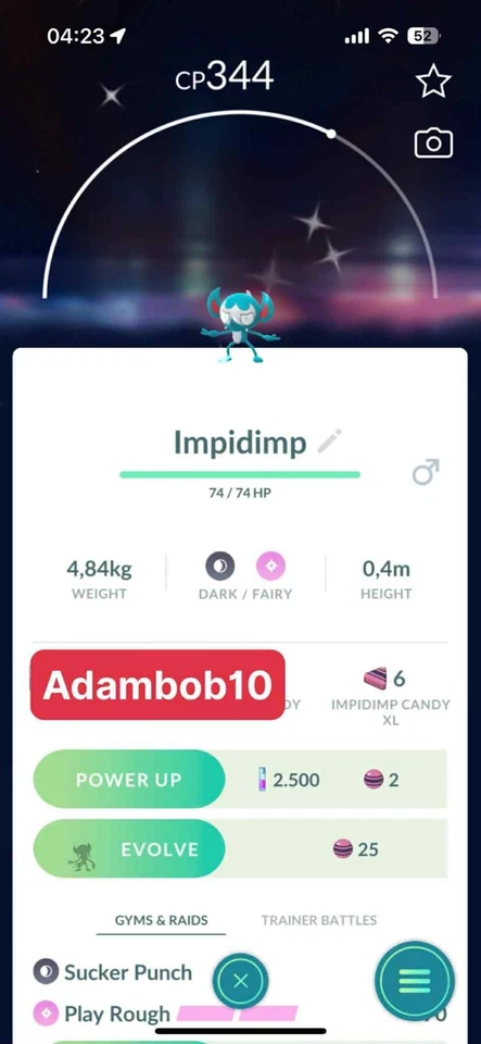 Pokémon Go | Shiny Impidimp - Mini PTC 80K Stardust - Image 1 of 1