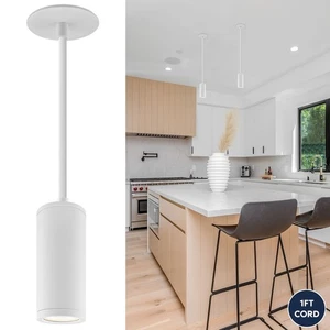 LUXRITE 2.5-Inch LED Cylinder 1FT Pendant Light, 5CCT 1100LM 15W Dimmable White - Picture 1 of 7