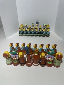 The Simpsons 3D 32 Piece Chess Set Collectors Complete Set Rare Vintage 2002 - Picture 1 of 3