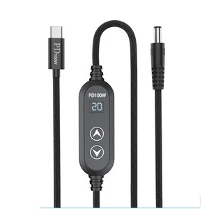 Intelligent Power Adjuster Wire 100W Quick Power For Laptops USB-Type C To DC5.5 - Picture 1 of 8
