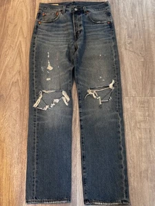 Levi's 501 '93 Premium Relaxed Straight Leg Jeans Men 29x32 Stonewash Distressed - Picture 1 of 8
