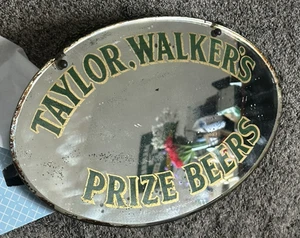 Antique TAYLOR WALKER'S PRIZE BEER Wall Mirror LONDON PUB Bar 1930's Advertising - Picture 1 of 16