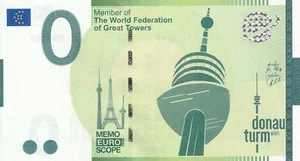 Null 0 MEMO Euro Schein Banknote = DONAU TURM WIEN EAAB140/2 - Bild 1 von 2