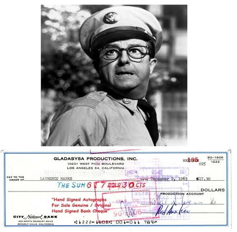 PHIL SILVERS   LAURENCE MARKS WRITER  SGT  BILKO SIGNED CHEQUE 1963  RARE ITEM Cover