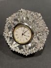 Waterford Crystal Signed Diamond Shaped 8 Sided Desk Clock Works Loose Fit/ Chip
